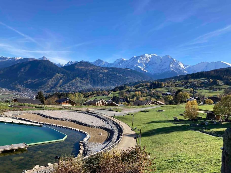 La Marmotte: Vue Mont Blanc, Terrasse, Parking Appartement Combloux Buitenkant foto